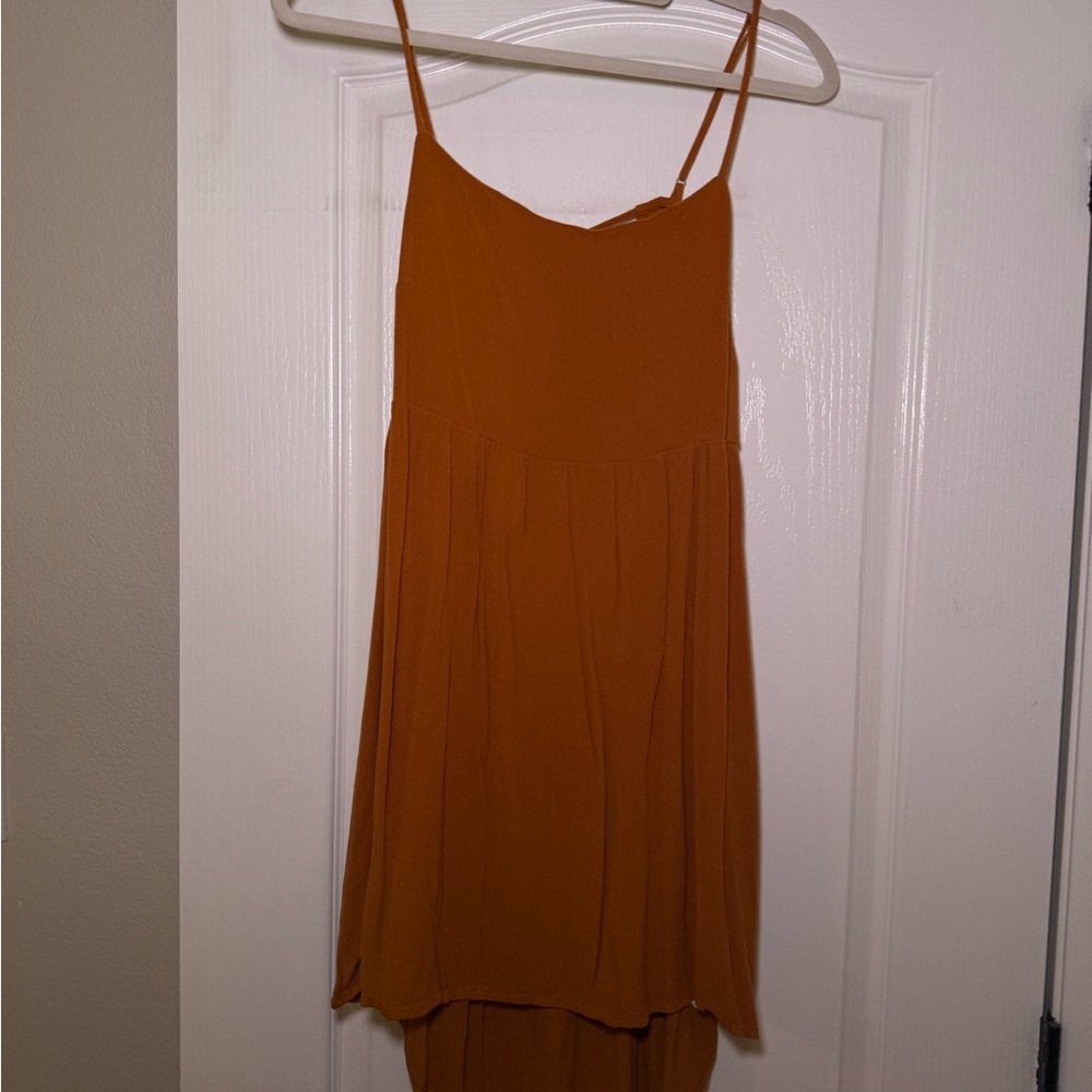 Elegant Orange Spaghetti Strap Dress